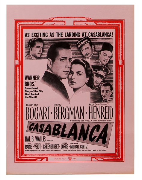 "Casablanca" Original WWII Military Issue Movie Poster