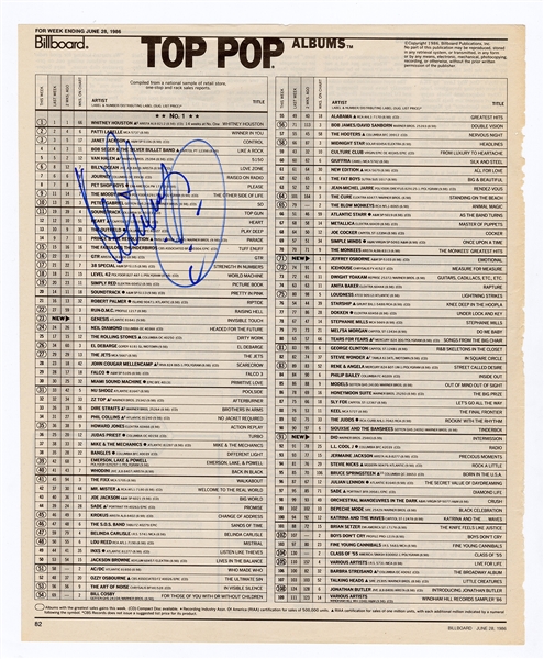 Whitney Houston Signed Billboard 1986 Magazine Advertisement (JSA)