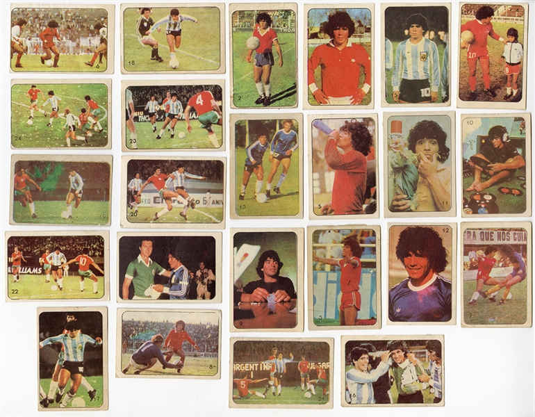 Lot of 24 Diego Maradona 1979 Crack Super Futbol Rookie Cards