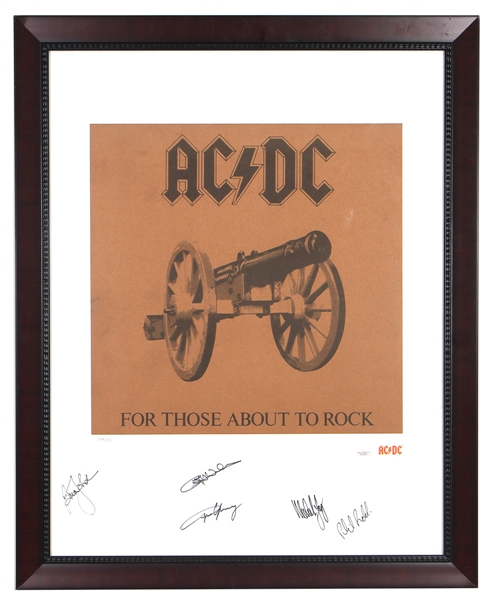 AC/DC Band Signed "For Those About to Rock" 22 x 28 Lithograph (JSA)
