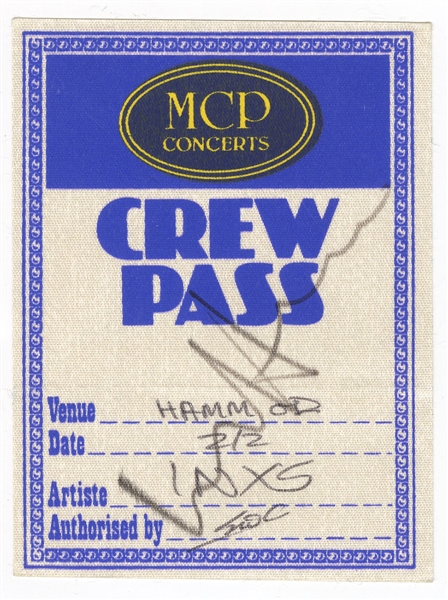 INXS Michael Hutchence Signed Crew Pass (REAL)