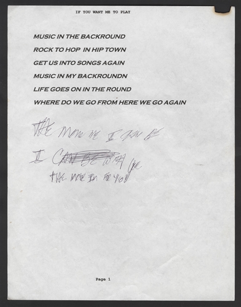 Sly Stone Handwritten Lyrics On Original Song List