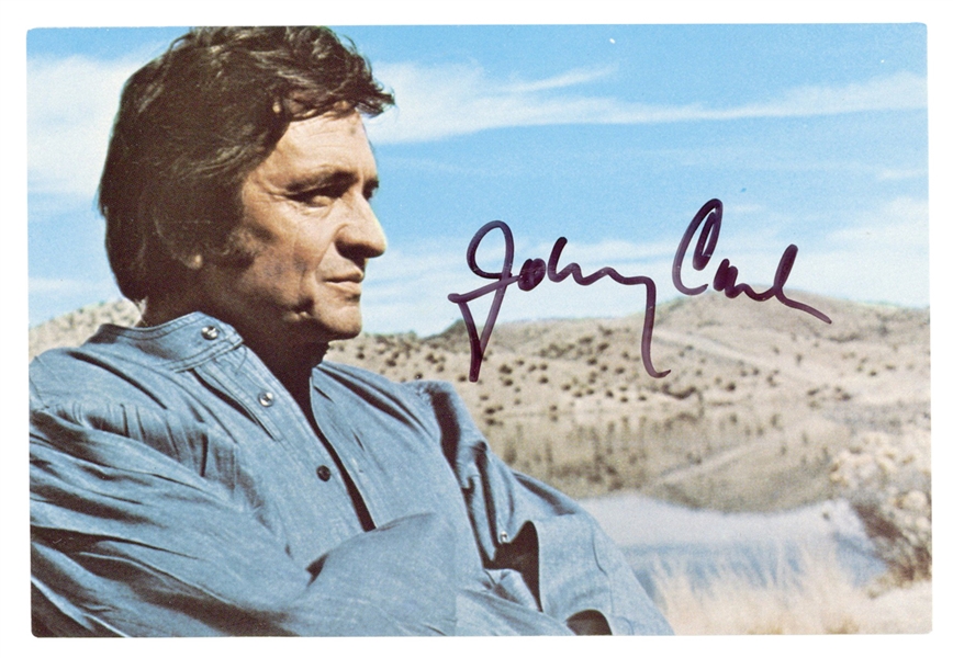 Johnny Cash Signed Photo Postcard