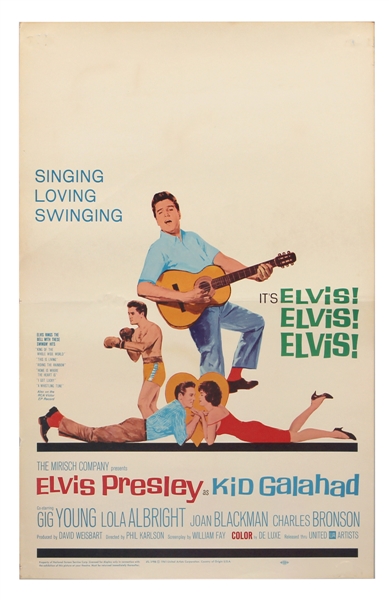 Elvis Presley "Kid Galahad" Original "Girls! Girls! Girls!" Movie Theater Poster