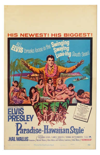 Elvis Presley Original "Paradise - Hawaiian Style" Movie Theater Poster