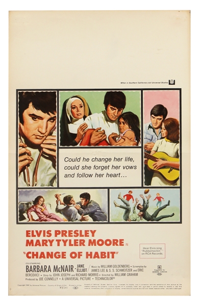 Elvis Presley Original "Change of Habit" Movie Theater Poster