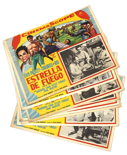 Lot of 8 Elvis Presley Original "Flaming Star" Mexican Movie Lobby Cards