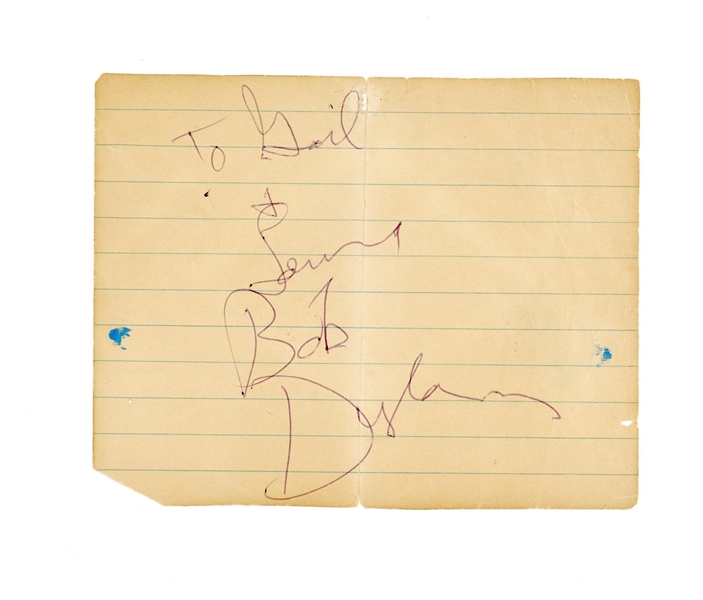 Bob Dylan Signed and Inscribed Autograph (REAL)