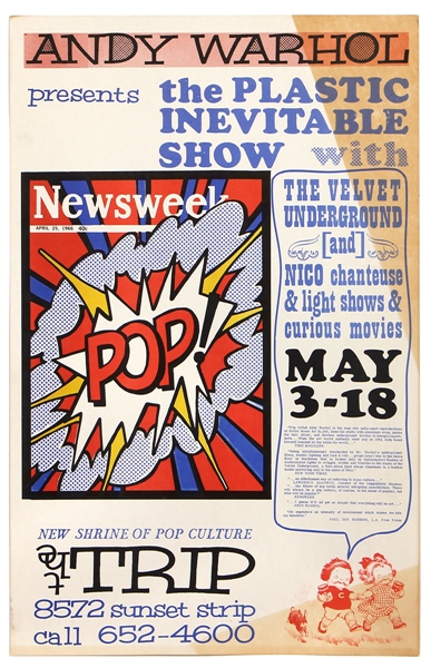 Andy Warhol Original 1966 Velvet Underground "Trips" Original 1966 Poster