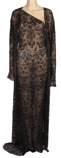 Whitney Owned & Worn Stunning Shear Elaborate Beaded Long Stage Dress and Jacket