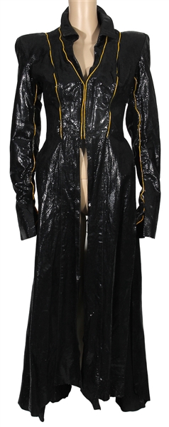 Janet Jackson "Doesnt Really Matter" Music Video Worn Black Faux Snakeskin Long Jacket with Microphone Equipment