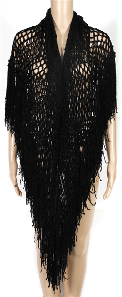 Stevie Nicks Owned & Worn Black Crochet Chenille Shawl