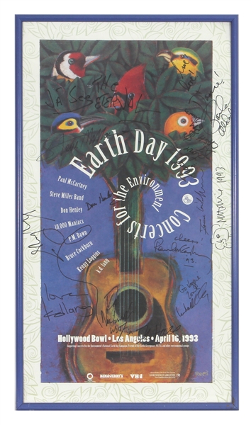 Paul McCartney and Performers Signed "Earth Day 1993" Hollywood Bowl Concert Poster
