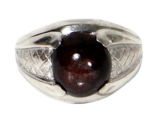 Elvis Presley Owned and Worn Sterling Silver and Brown Sapphire Ring (Colonel Parker)