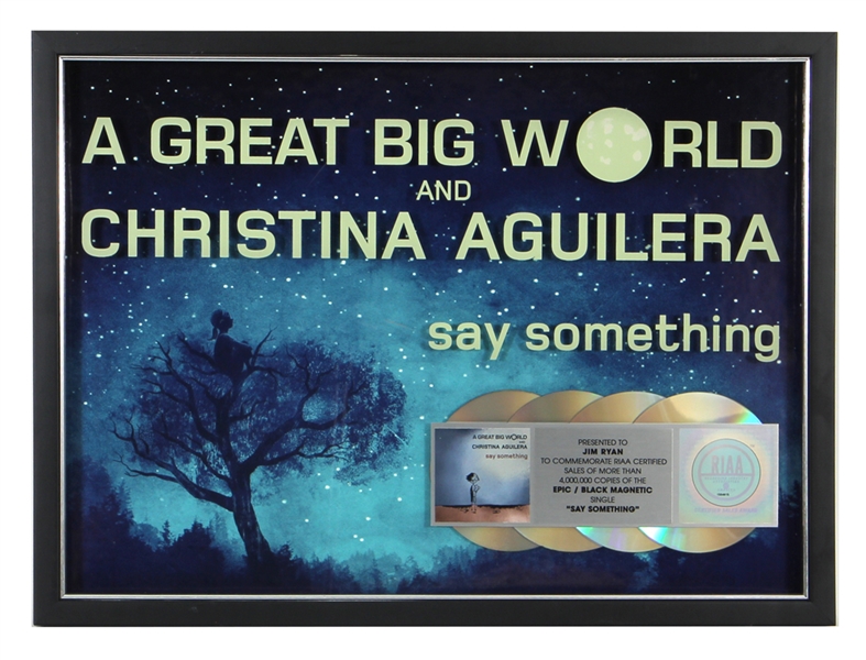 A Great Big World and Christina Aguilera "Say Something" Original RIAA Platinum Record Award
