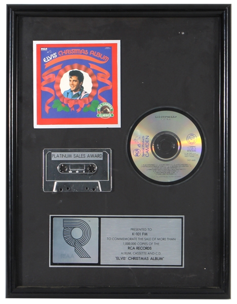 Elvis Presley "Elvis Christmas Album" Original RIAA Platinum Album, Cassette and C.D. Award