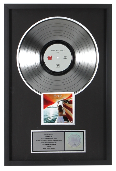 Train "Play That Song" Original RIAA Platinum Single Record Award Presented to The Pulse