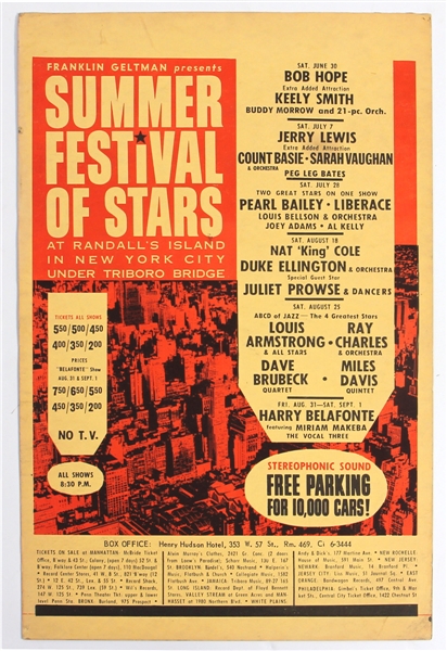 Ray Charles Louis Armstrong 1960s Summer Festival of Stars Original Poster