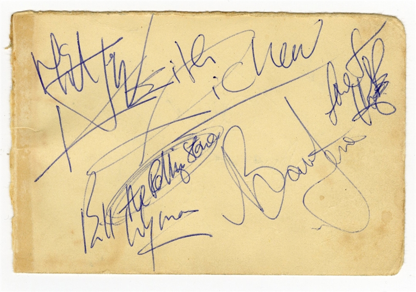 The Rolling Stones Early Band Signed Autograph Album Page with Brian Jones (REAL)