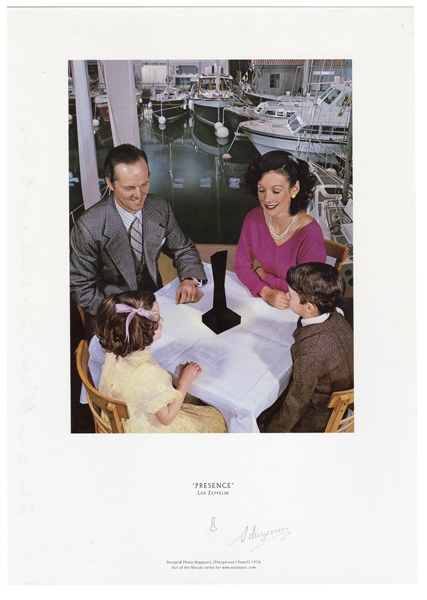 Led Zeppelin Original "Presence" Album Cover Print Signed by Hipgnosis Co-Founder Storm Thorgerson