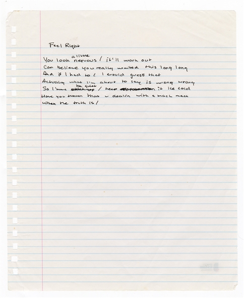 Drake Handwritten Working Lyrics Titled "Feel Right" (Beckett)