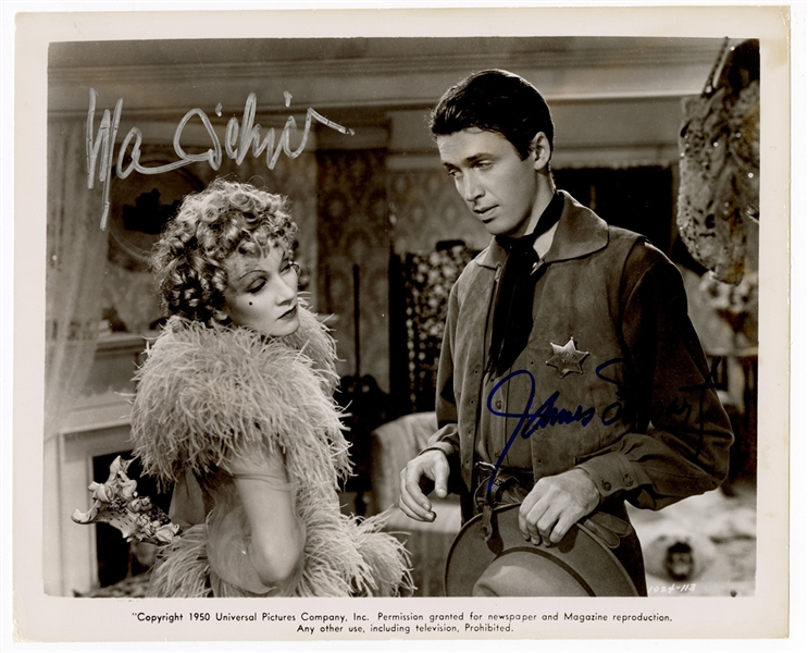 Marlene Dietrich and James Stewart Signed “Destry Rides Again” Photograph