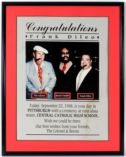 Michael Jackson Manager Frank DiLeos Original Pittsburgh Central Catholic High School Alma Mater Award