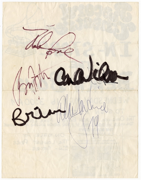 The Beach Boys Band Signed Vintage Flyer (JSA)