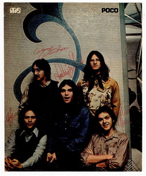 Poco Band Signed Oversized Magazine Photograph with Vintage Timothy B. Schmit