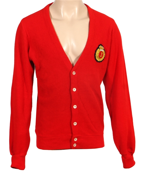 Michael Jackson Owned & Worn Christian Dior Red Cardigan Sweater with Crest