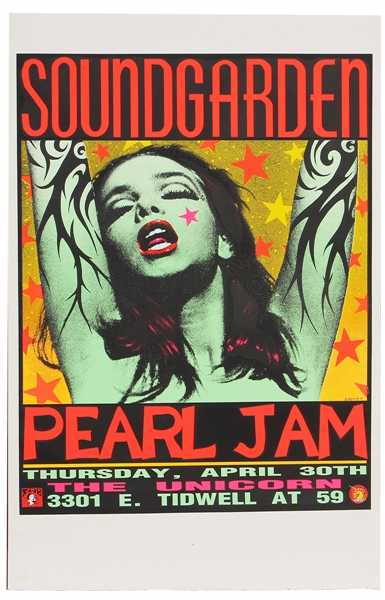 Frank Kozik Soundgarden Pearl Jam The Unicorn Green Lady Poster Proof