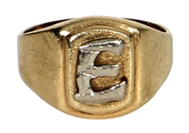 Elvis Presley Owned & Stage Worn 14K Custom Gold "E"  Initial Ring