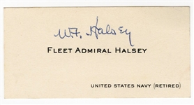 Fleet Admiral William Halsey, Jr. Owned & Signed U.S. Navy Business Card