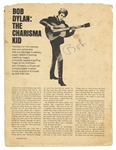 Bob Dylan Vintage Signed 1965 Cavalier Magazine Article