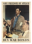 Norman Rockwell Original WWII Poster “Save Freedom of Speech, Buy War Bonds”