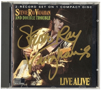 Stevie Ray Vaughan Signed “Live Alive” CD Cover (REAL)