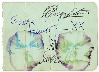 The Beatles Band Signed Cut with Incredible Drawings (REAL)