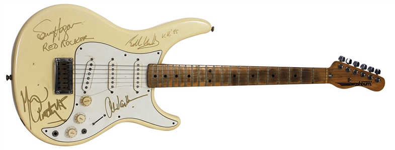 Van Halen Signed Washburn Cream Electric Guitar Played by Eddie Van Halen (REAL)