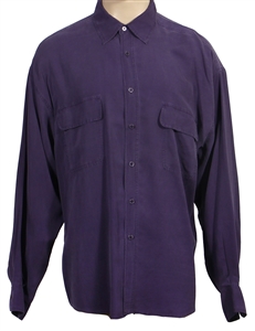 Michael Jackson Owned and Worn Purple Silk Button-Down Shirt