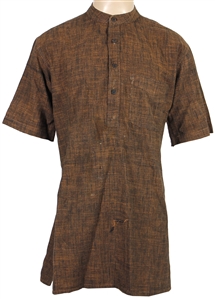 George Harrison Owned & Worn Brown Hand-Loomed Khadi Cloth Short-Sleeved Indian Kurta Top