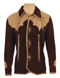 Elvis Presley Owned & Worn Suzy Cream Cheese Two-Tone Brown Suede Fringed Jacket