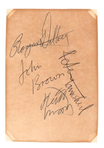The Who Band Signed Sheet with Keith Moon and Incredible “John Brown” Alias Signature (JSA & REAL)