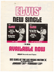 Elvis Presley Vintage Original 1972 Full Page Billboard Magazine RCA Records Ad "Elvis New Single"