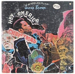 James Brown Signed "Hey America" Christmas Album - Promo Sample