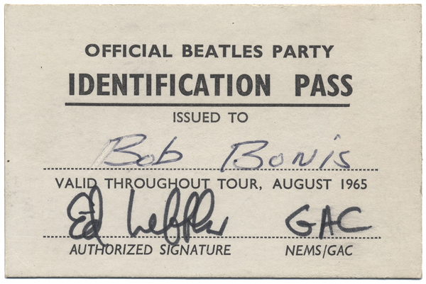 The Beatles "Official Beatles Party" ID Pass