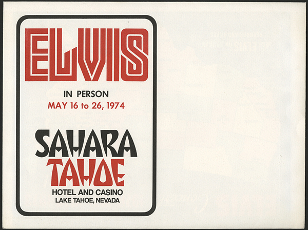 Elvis Presley "Sahara Tahoe" Souvenir Invitation and Envelope