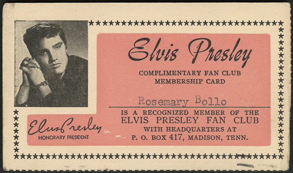 Elvis Fan Club Membership Card