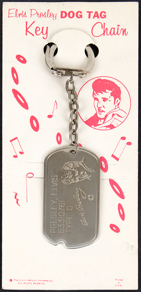 Elvis Presley Dog Tag Key Chain On Card