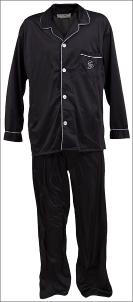 Elvis Presleys Owned and Worn Black Monogrammed Pajamas
