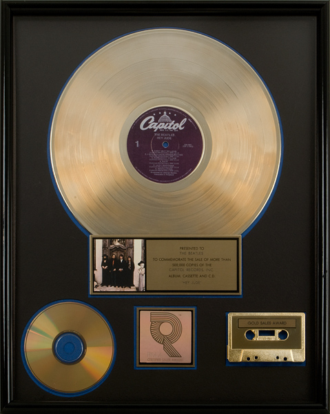 The Beatles "Hey Jude" RIAA Gold Record Award